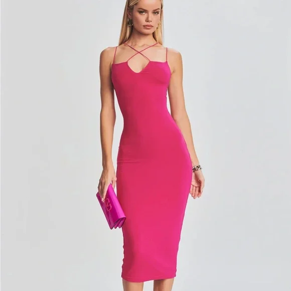 Retrofete | Dresses | Retrofete Brogan Dress In Hot Pink | Poshmark